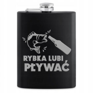 Piersiówka Metalowa Czarna Matowa 240 ml | Prezent dla Wędkarza