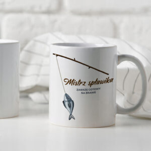 Kubek Biały 330 ml „MISTRZ SPŁAWIKA” | Prezent dla Wędkarza